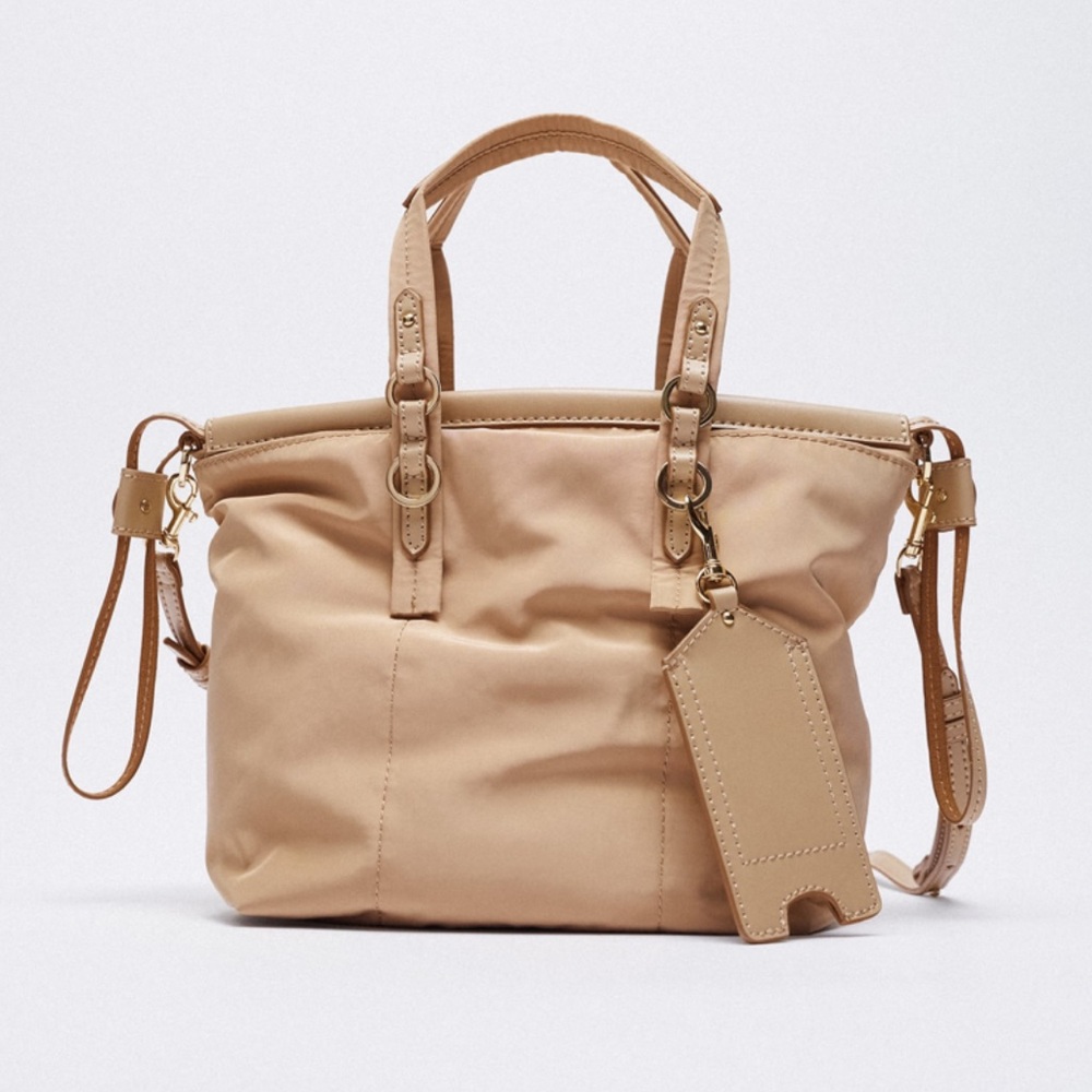 ZARA Blush Nylon Mini Tote Bag Purse